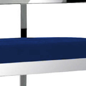HomeRoots 30" Blue Velvet Low Back Bar Chair with Silver Metal Frame - Modern Comfort for Home Bars & Kitchens 555066