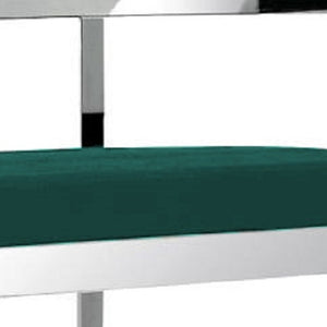HomeRoots 30" Green Velvet Bar Chair - Chic Low-Back Metal Design with Integrated Footrest for Modern Spaces 555067