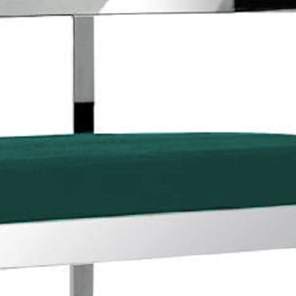 HomeRoots 30" Green Velvet Bar Chair - Chic Low-Back Metal Design with Integrated Footrest for Modern Spaces 555067