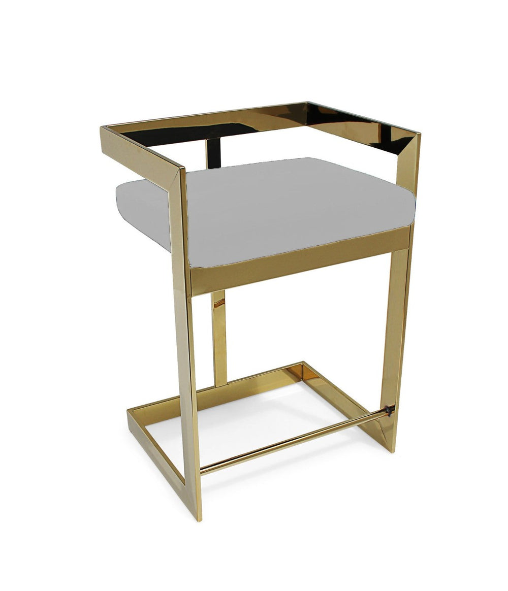HomeRoots 30" Gray Velvet Low Back Bar Chair with Gold Metal Frame - Modern Glam Seating for Home & Bar 555068