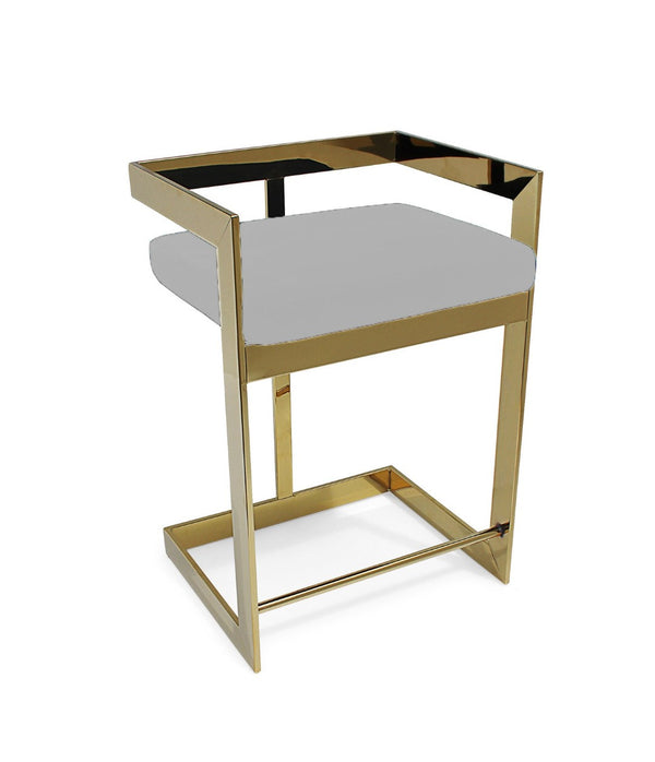 HomeRoots 30" Gray Velvet Low Back Bar Chair with Gold Metal Frame - Modern Glam Seating for Home & Bar 555068