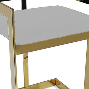 HomeRoots 30" Gray Velvet Low Back Bar Chair with Gold Metal Frame - Modern Glam Seating for Home & Bar 555068