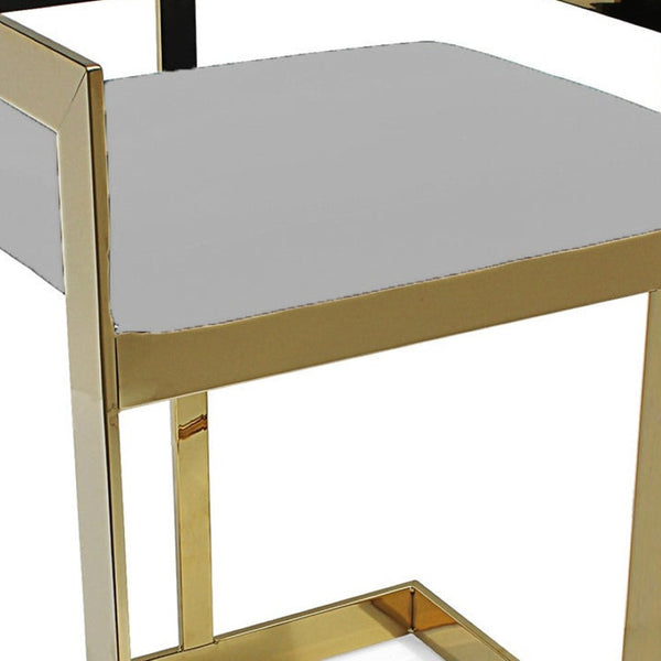 HomeRoots 30" Gray Velvet Low Back Bar Chair with Gold Metal Frame - Modern Glam Seating for Home & Bar 555068
