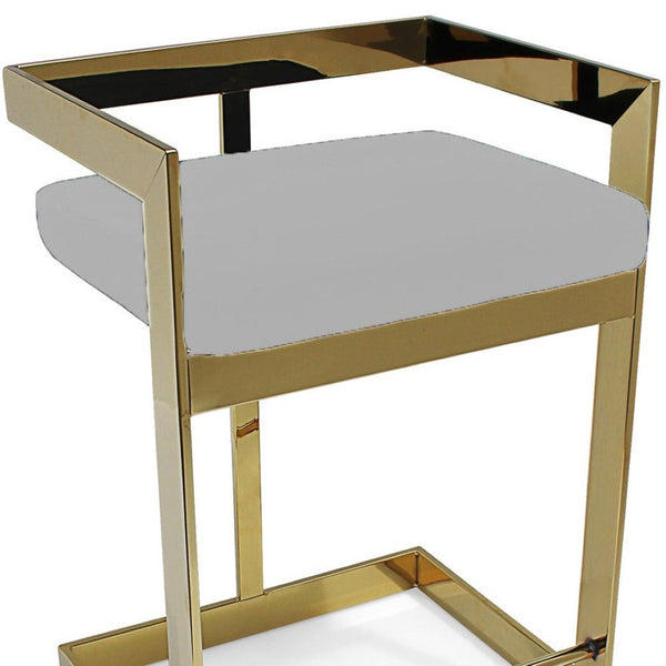 HomeRoots 30" Gray Velvet Low Back Bar Chair with Gold Metal Frame - Modern Glam Seating for Home & Bar 555068