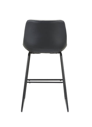 Homeroots Set Of Two 26" Black Faux Leather And Metal Low Back Counter Height Bar Chairs   555071