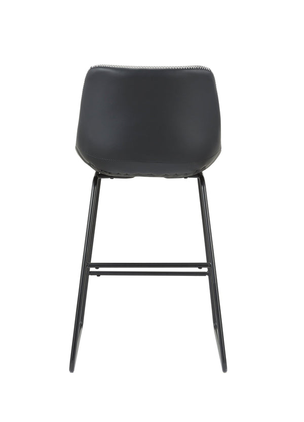 Homeroots Set Of Two 26" Black Faux Leather And Metal Low Back Counter Height Bar Chairs   555071