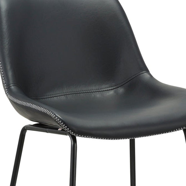 Homeroots Set Of Two 26" Black Faux Leather And Metal Low Back Counter Height Bar Chairs   555071