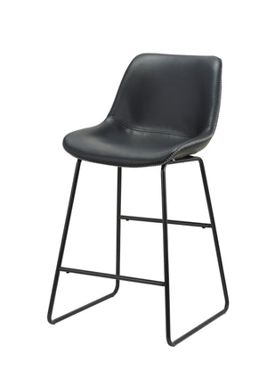 Homeroots Set Of Two 26" Black Faux Leather And Metal Low Back Counter Height Bar Chairs   555071