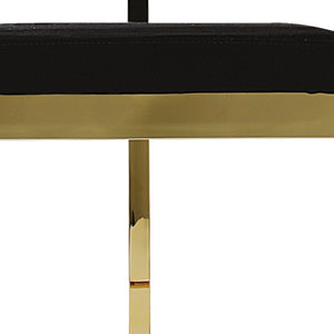 HomeRoots 26" Black and Gold Velvet Bar Chair - Stylish Low Back Counter Stool for Modern Home & Bar Use 555072