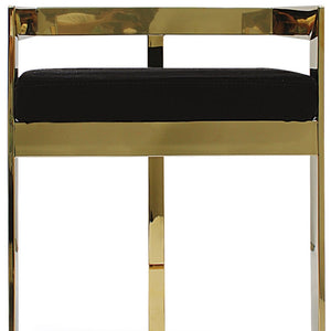HomeRoots 26" Black and Gold Velvet Bar Chair - Stylish Low Back Counter Stool for Modern Home & Bar Use 555072