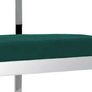 Homeroots 26" Green And Silver Velvet And Stainless Steel Low Back Counter Height Bar Chair   555075