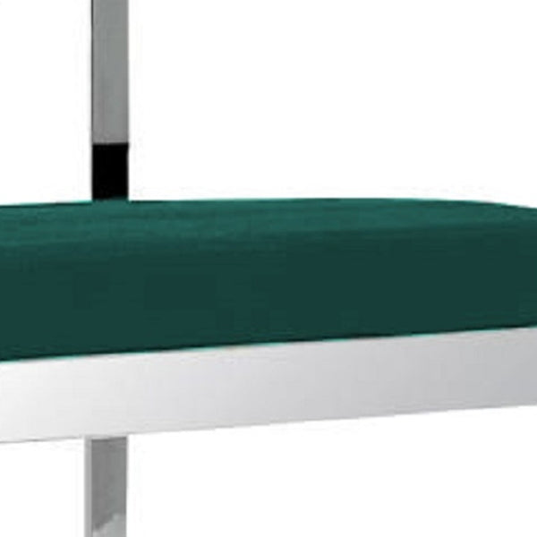 Homeroots 26" Green And Silver Velvet And Stainless Steel Low Back Counter Height Bar Chair   555075