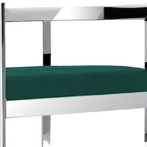 Homeroots 26" Green And Silver Velvet And Stainless Steel Low Back Counter Height Bar Chair   555075