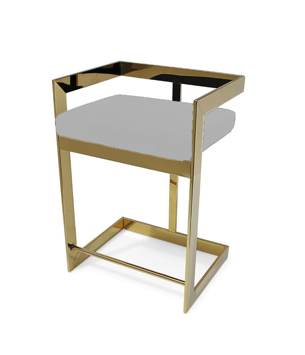 HomeRoots 26" Gold and Gray Velvet Low Back Bar Chair - Chic Counter Height Stool for Modern Kitchen & Dining 555076