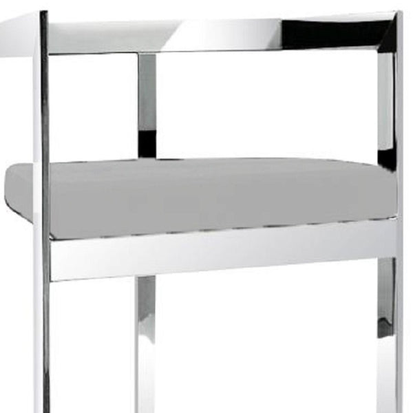 HomeRoots 26" Gray Velvet Counter Height Bar Chair with Silver Stainless Steel Base – Modern Comfort & Style 555077