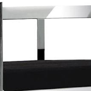 Homeroots 26" Black And Silver Velvet And Stainless Steel Low Back Counter Height Bar Chair   555078