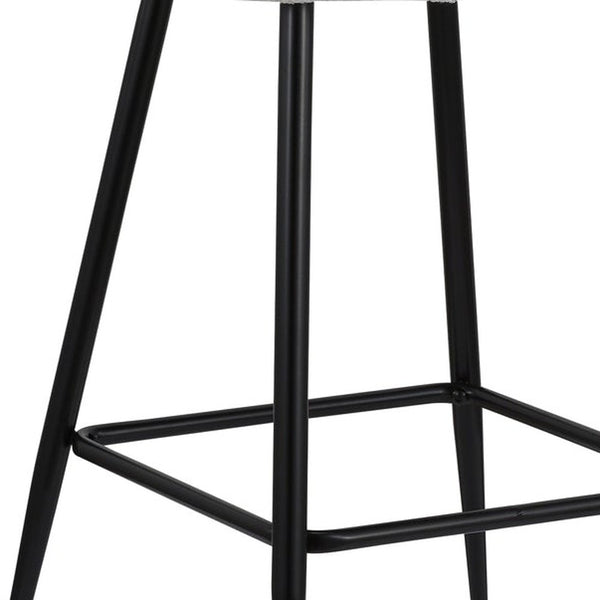 Homeroots Set Of Two 26" White And Black Metal Low Back Counter Height Bar Chairs   555079