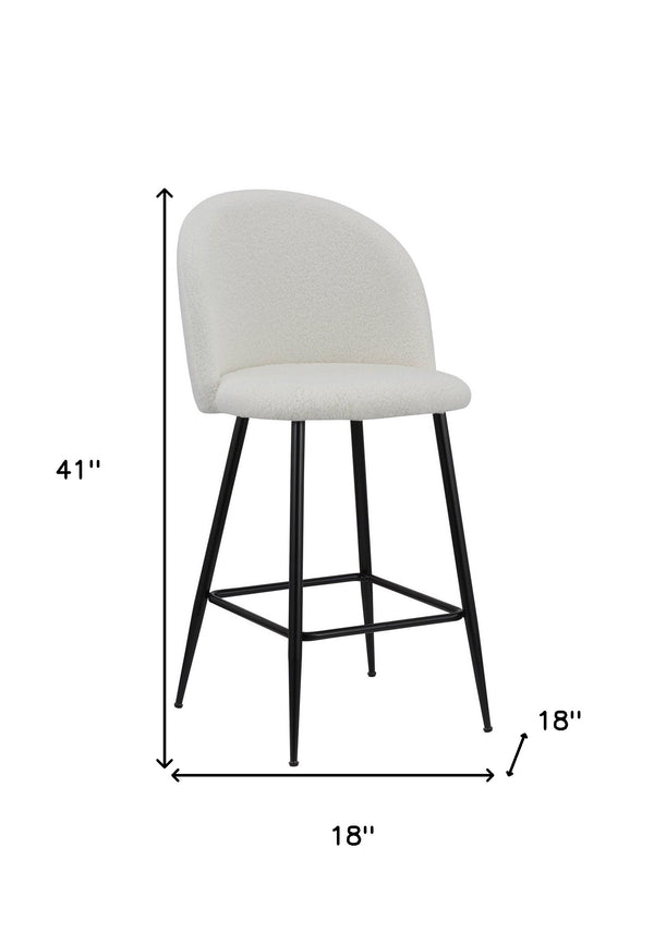 Homeroots Set Of Two 26" White And Black Metal Low Back Counter Height Bar Chairs   555079