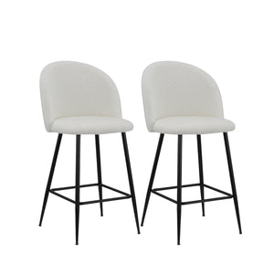 Homeroots Set Of Two 26" White And Black Metal Low Back Counter Height Bar Chairs   555079