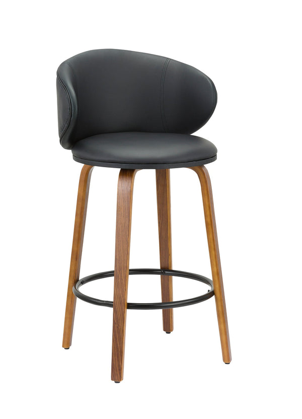 Homeroots Set Of Two 26" Black And Brown Faux Leather And Metal Low Back Counter Height Bar Chairs   555080