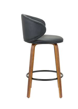 Homeroots Set Of Two 26" Black And Brown Faux Leather And Metal Low Back Counter Height Bar Chairs   555080