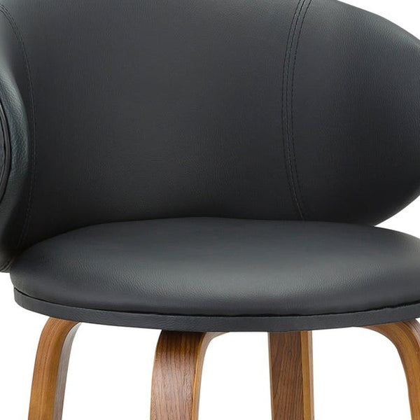 Homeroots Set Of Two 26" Black And Brown Faux Leather And Metal Low Back Counter Height Bar Chairs   555080