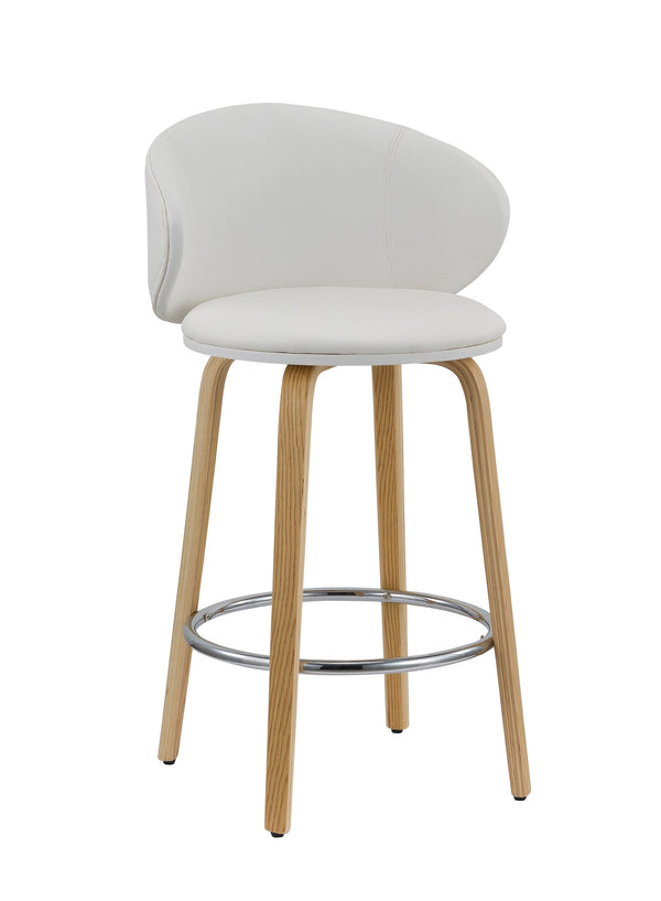 Homeroots Set Of Two 26" White And Brown Faux Leather And Metal Low Back Counter Height Bar Chairs   555081