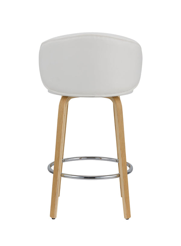 Homeroots Set Of Two 26" White And Brown Faux Leather And Metal Low Back Counter Height Bar Chairs   555081