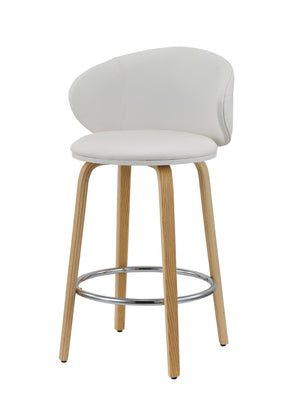 Homeroots Set Of Two 26" White And Brown Faux Leather And Metal Low Back Counter Height Bar Chairs   555081