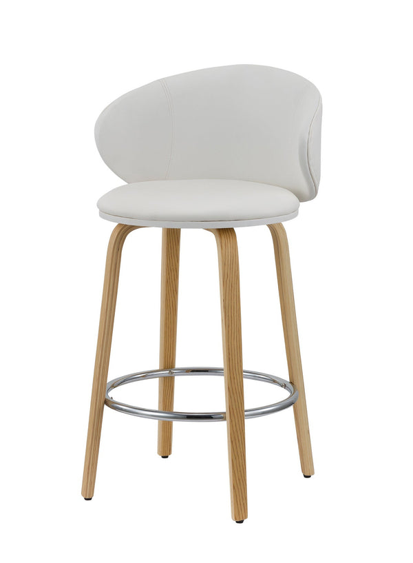 Homeroots Set Of Two 26" White And Brown Faux Leather And Metal Low Back Counter Height Bar Chairs   555081