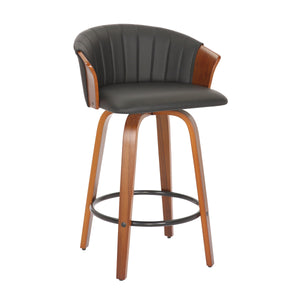 Homeroots Set Of Two 26" Black And Brown Faux Leather And Metal Low Back Counter Height Bar Chairs   555082