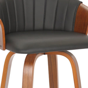 Homeroots Set Of Two 26" Black And Brown Faux Leather And Metal Low Back Counter Height Bar Chairs   555082