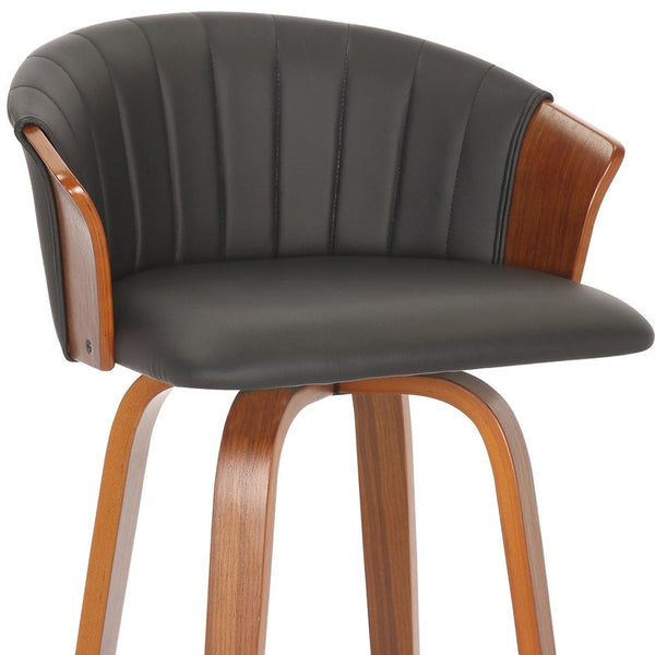 Homeroots Set Of Two 26" Black And Brown Faux Leather And Metal Low Back Counter Height Bar Chairs   555082