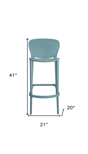HomeRoots Set of Four 30" Aqua Green Heavy-Duty Low-Back Bar Chairs – Stylish, Stackable, and Durable Seating! 555083
