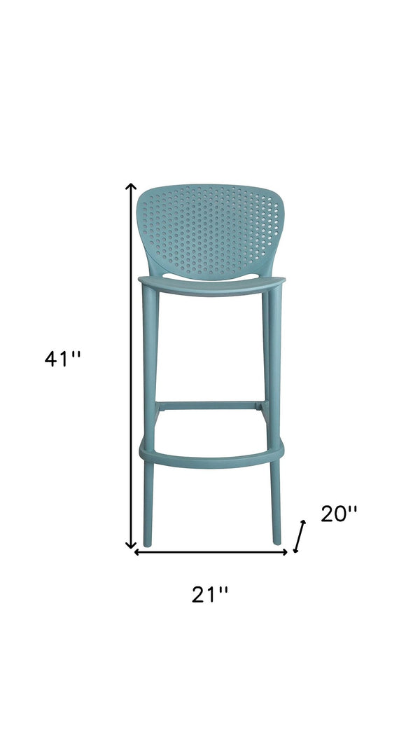 HomeRoots Set of Four 30" Aqua Green Heavy-Duty Low-Back Bar Chairs – Stylish, Stackable, and Durable Seating! 555083
