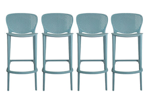 HomeRoots Set of Four 30" Aqua Green Heavy-Duty Low-Back Bar Chairs – Stylish, Stackable, and Durable Seating! 555083