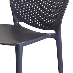 HomeRoots Set of Four Stylish Dark Gray Low-Back Bar Chairs - Heavy-Duty, Space-Saving, Comfortable Stools 555084