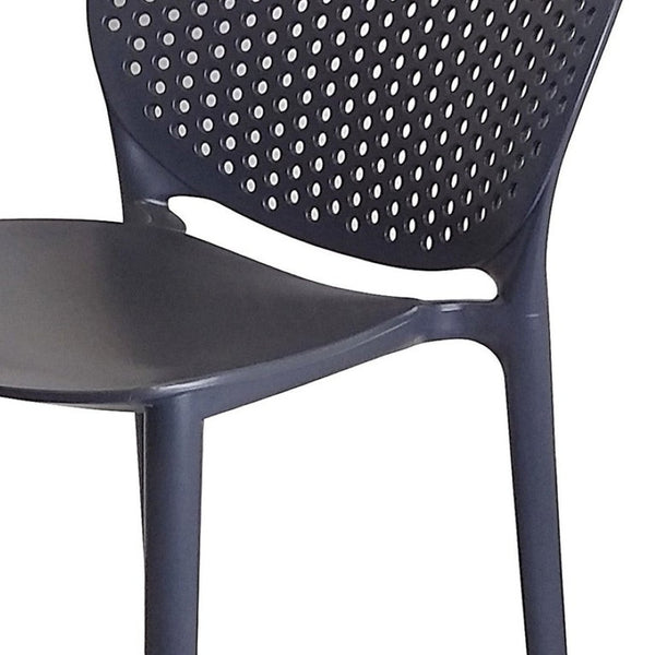 HomeRoots Set of Four Stylish Dark Gray Low-Back Bar Chairs - Heavy-Duty, Space-Saving, Comfortable Stools 555084