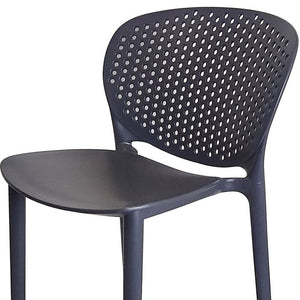 HomeRoots Set of Four Stylish Dark Gray Low-Back Bar Chairs - Heavy-Duty, Space-Saving, Comfortable Stools 555084
