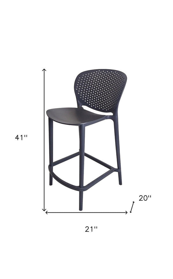 HomeRoots Set of Four Stylish Dark Gray Low-Back Bar Chairs - Heavy-Duty, Space-Saving, Comfortable Stools 555084