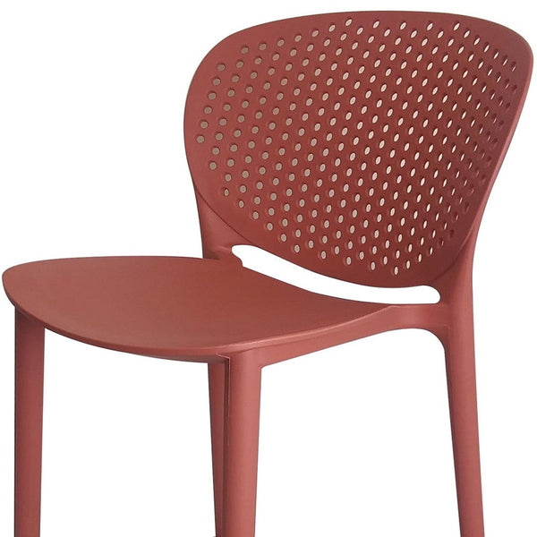 Homeroots Set Of Four 30" Orange Heavy Duty Plastic Low Back Bar Height Bar Chairs   555085