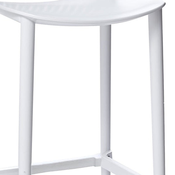Homeroots Set Of Four 30" White Heavy Duty Plastic Low Back Bar Height Bar Chairs   555086