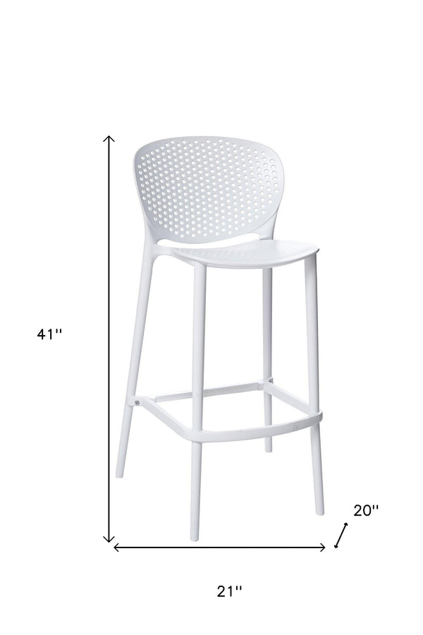 Homeroots Set Of Four 30" White Heavy Duty Plastic Low Back Bar Height Bar Chairs   555086
