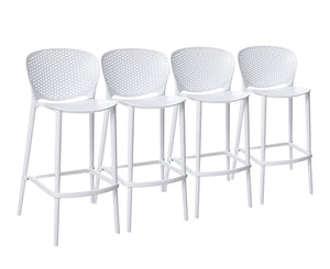 Homeroots Set Of Four 30" White Heavy Duty Plastic Low Back Bar Height Bar Chairs   555086