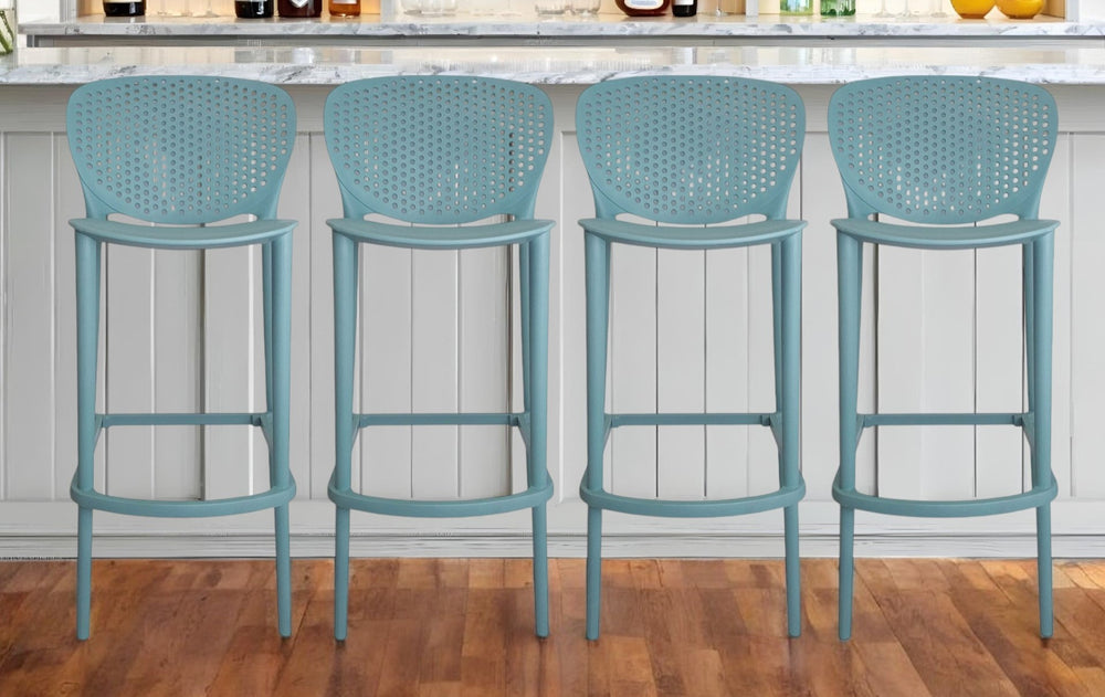 Homeroots Set Of Four 26" Green Heavy Duty Plastic Low Back Counter Height Bar Chairs   555087