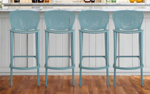 Homeroots Set Of Four 26" Green Heavy Duty Plastic Low Back Counter Height Bar Chairs   555087