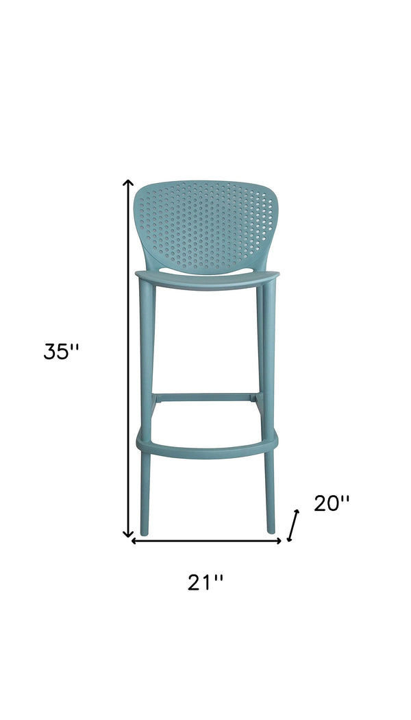 Homeroots Set Of Four 26" Green Heavy Duty Plastic Low Back Counter Height Bar Chairs   555087
