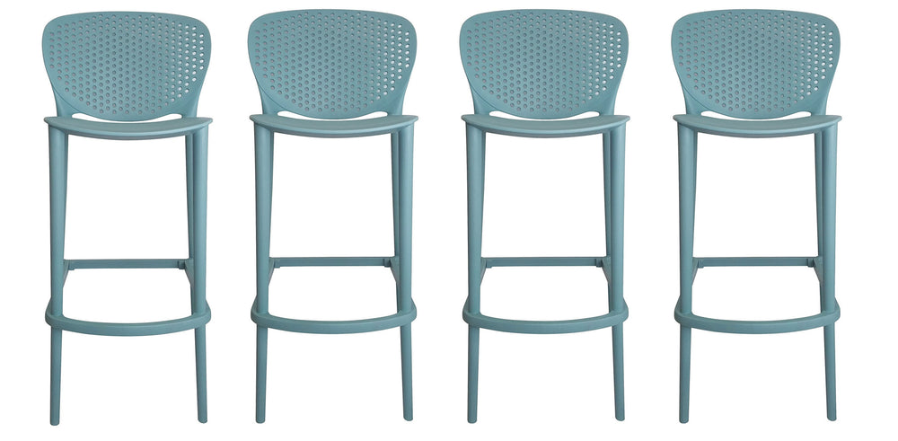 Homeroots Set Of Four 26" Green Heavy Duty Plastic Low Back Counter Height Bar Chairs   555087