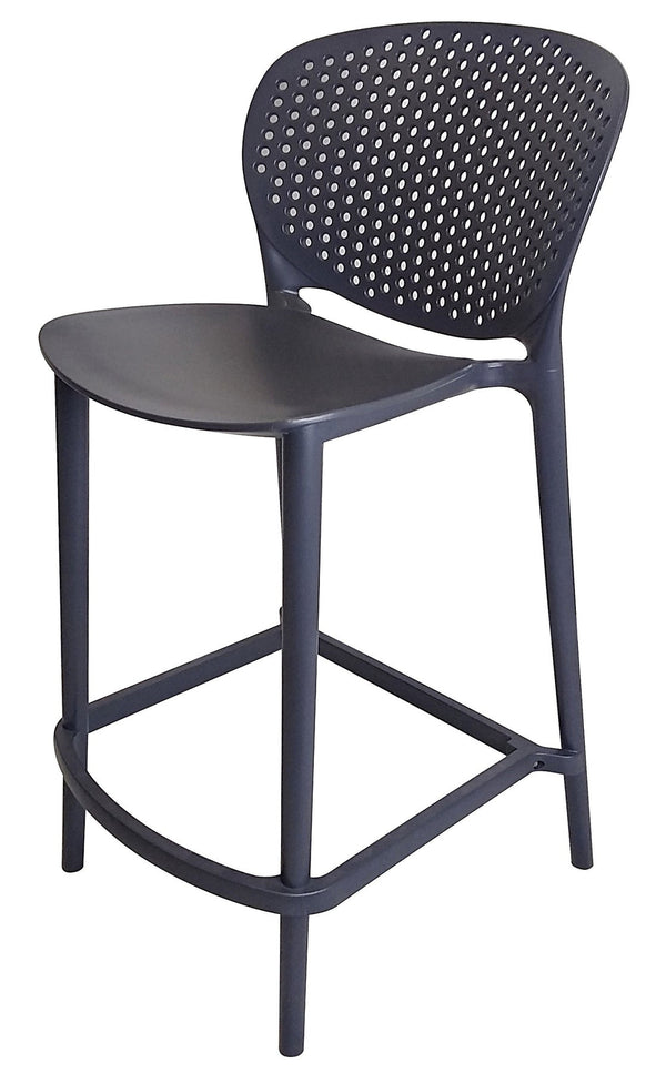 Homeroots Set Of Four 26" Dark Gray Heavy Duty Plastic Low Back Counter Height Bar Chairs   555088