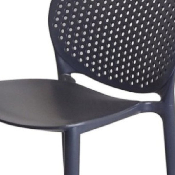 HomeRoots Set of Four 26" Dark Gray Heavy-Duty Plastic Low Back Bar Chairs - Modern, Stackable & Stylish Seating 555088